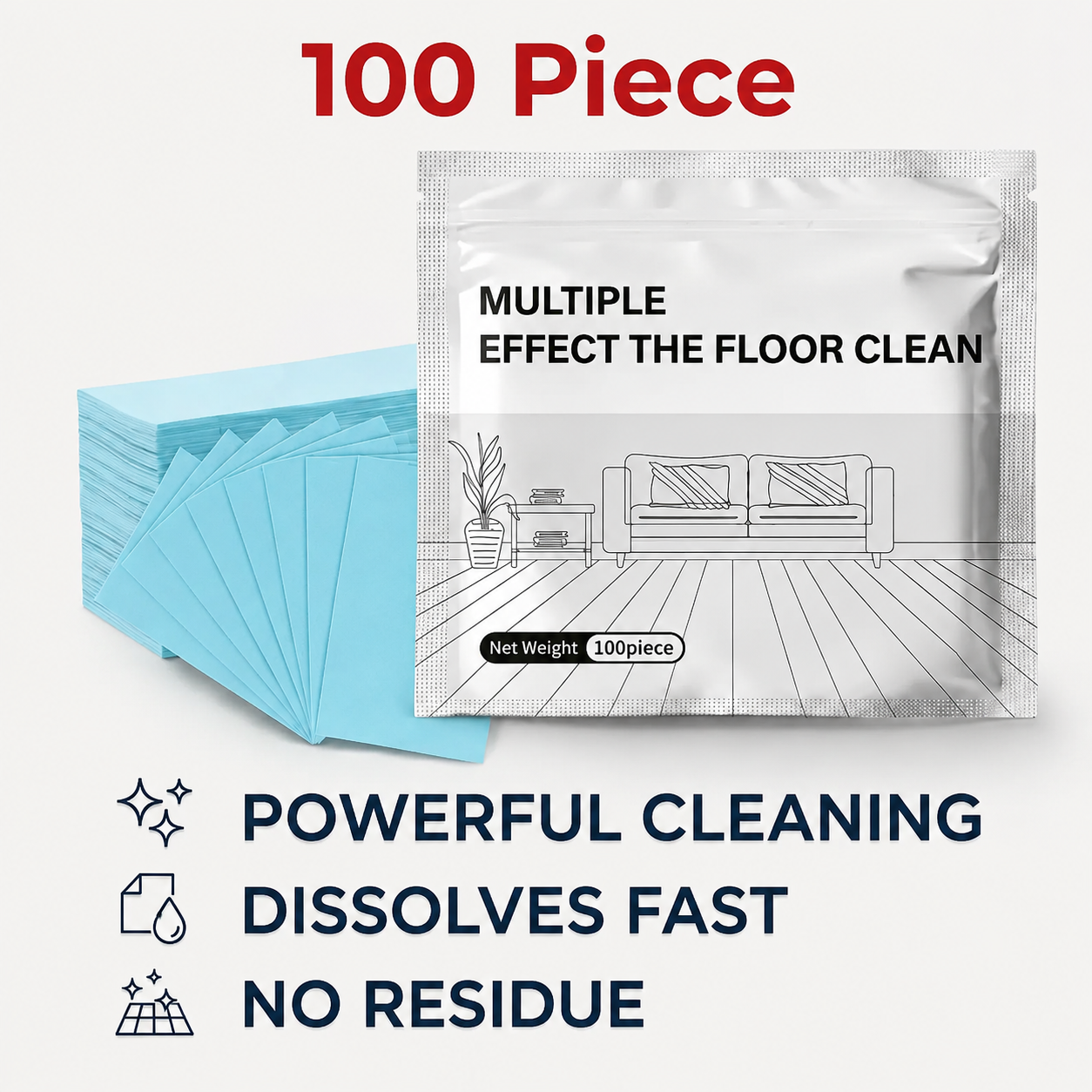 🍀IEY® 100 Piece Floor Cleaning Tablets Multi-Surface Antibacterial Cleaner for Hardwood, Tile & Laminate