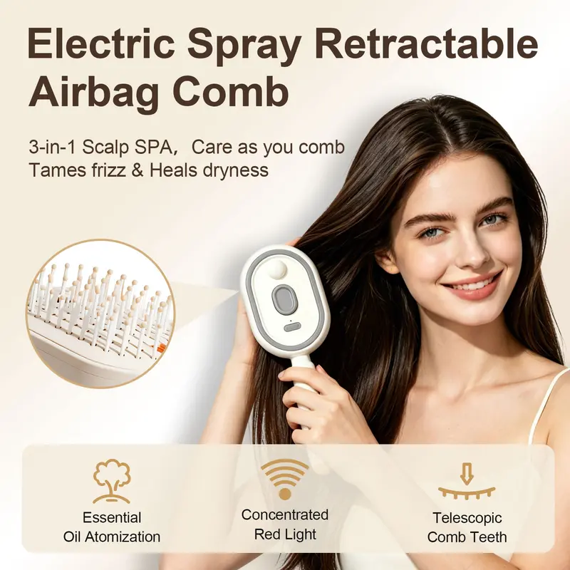 SVOZK®3-in-1 Electric Mist Detangling Brush for Frizz & Scalp Massage