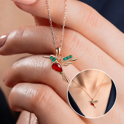 🔥 Last Day: 60% OFF!! | CZTICLE® 🦜2026 Brand-New Upgrade 💥 Exquisite Red Agate Hummingbird Necklace  with Bonus Earrings