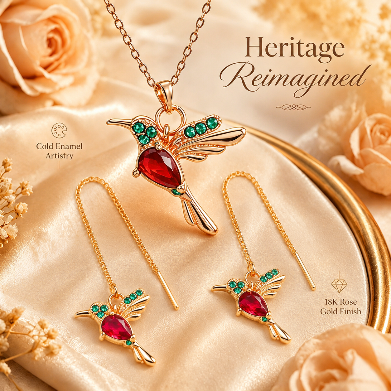 🔥 Last Day: 60% OFF!! | CZTICLE® 🦜2026 Brand-New Upgrade 💥 Exquisite Red Agate Hummingbird Necklace  with Bonus Earrings