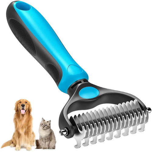 🐾SVOZK®Double-Sided Pet Grooming Brush – Hurtless Shedding & Dematting Undercoat Rake for Dogs and Cats