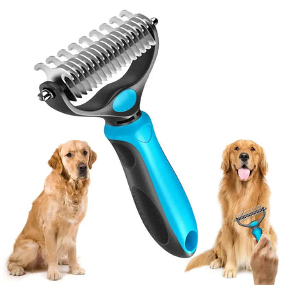🐾SVOZK®Double-Sided Pet Grooming Brush – Hurtless Shedding & Dematting Undercoat Rake for Dogs and Cats