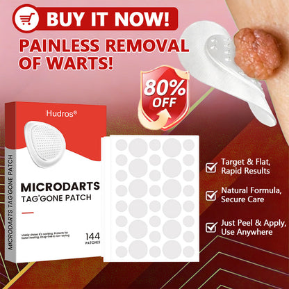 70%📌Hudros® 2-in-1 Microneedle & Hydrocolloid Patch | Raised Moles,Acne,  Flat Warts & Skin Tags Remover | Improves Wrinkles, Scars & Blemishes | Invisible Star Pimple Patches for Face & Body | 144 Count