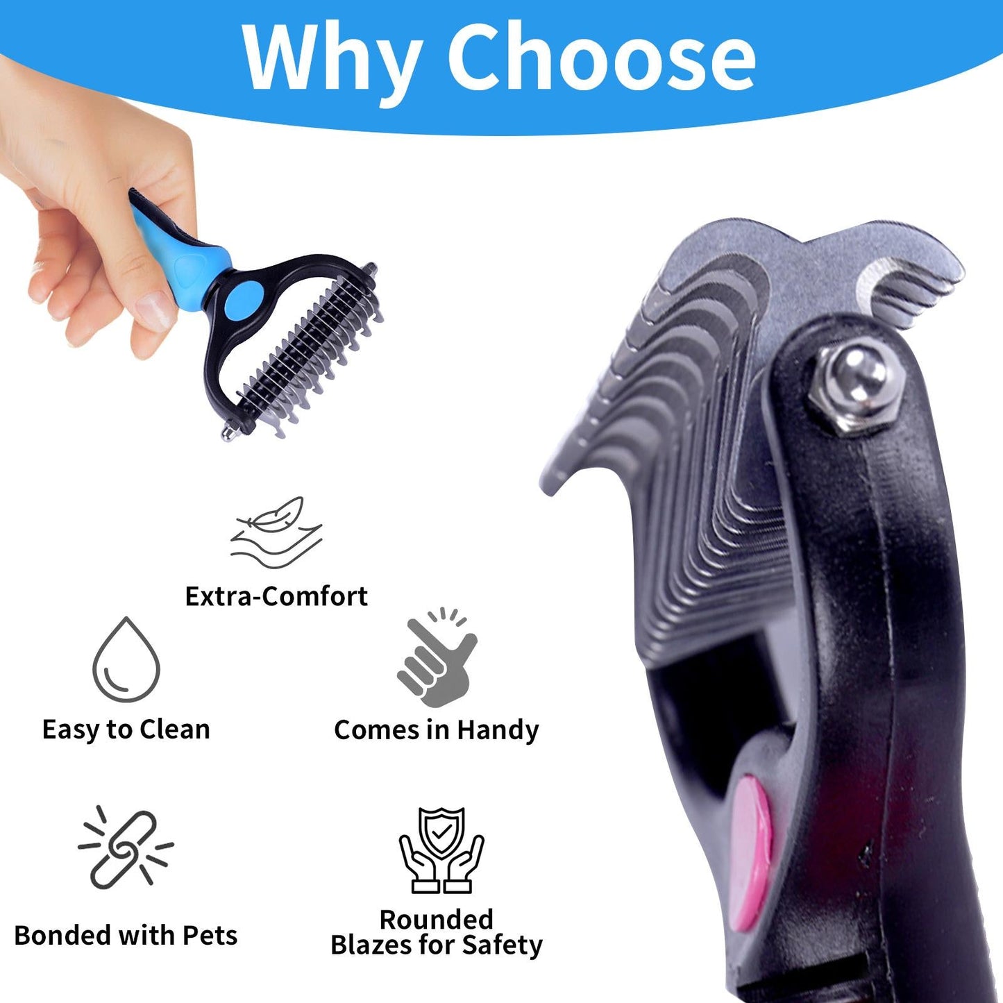 🐾SVOZK®Double-Sided Pet Grooming Brush – Hurtless Shedding & Dematting Undercoat Rake for Dogs and Cats