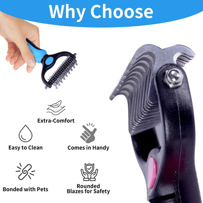 🐾SVOZK®Double-Sided Pet Grooming Brush – Hurtless Shedding & Dematting Undercoat Rake for Dogs and Cats