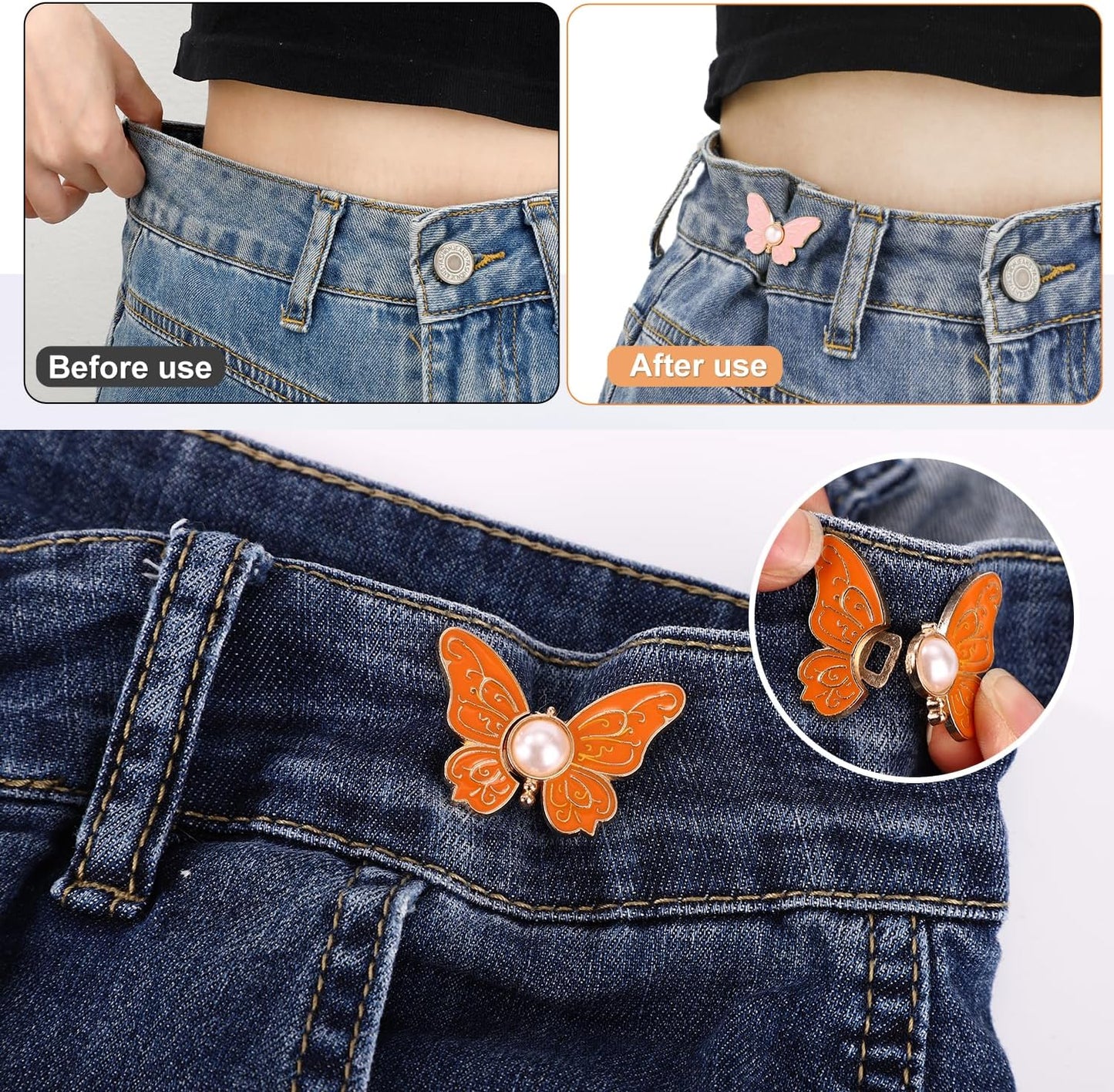 🍀Last Day 50% OFF🔥SVOZK® 8PCS Butterfly Waist Tighteners 🦋 Perfect Fit in Seconds — No Sewing Needed