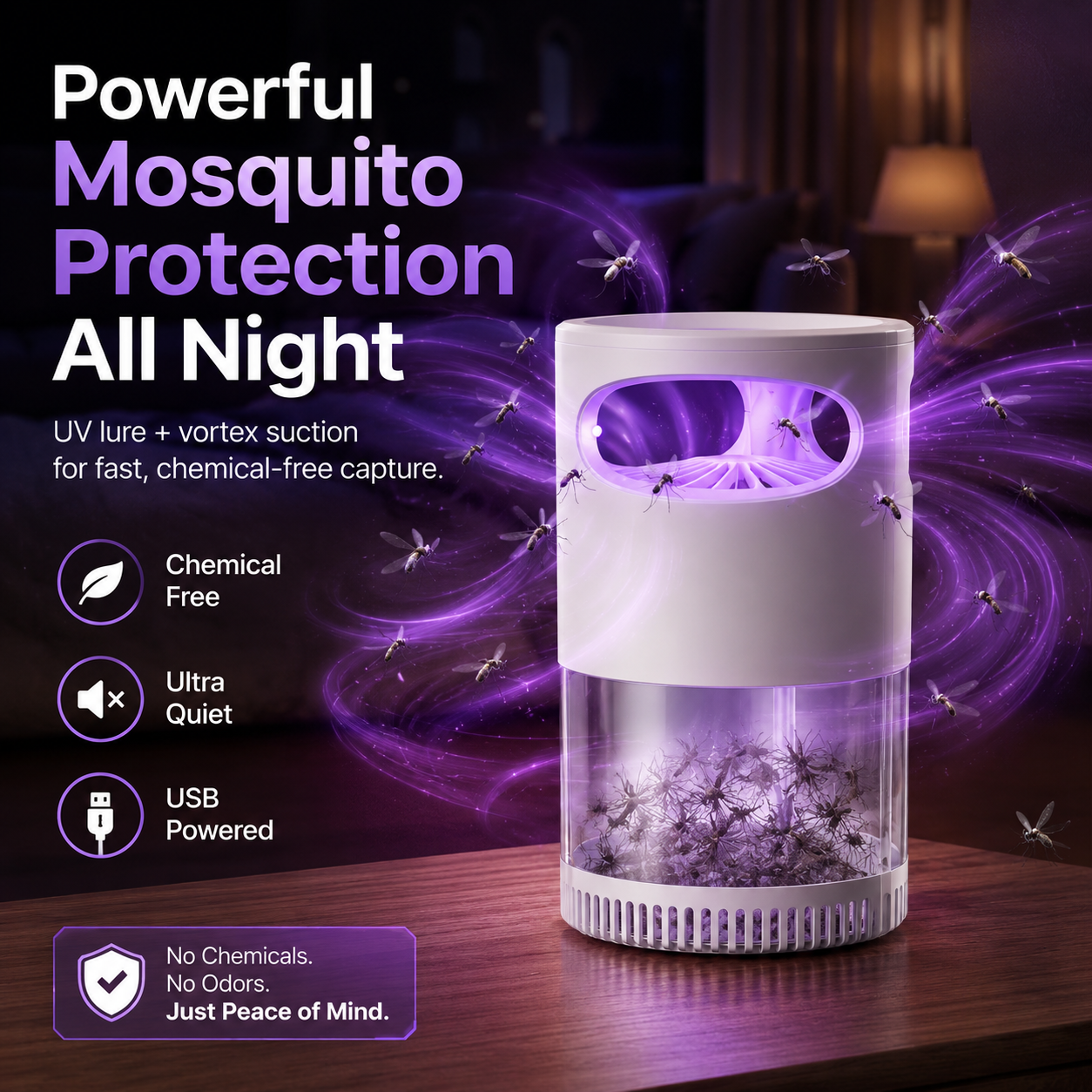 Billhol®🌙SAVE 50% NOW🔥Quiet UV Mosquito Trap – Chemical-Free & Safe for Kids & Pets🦟