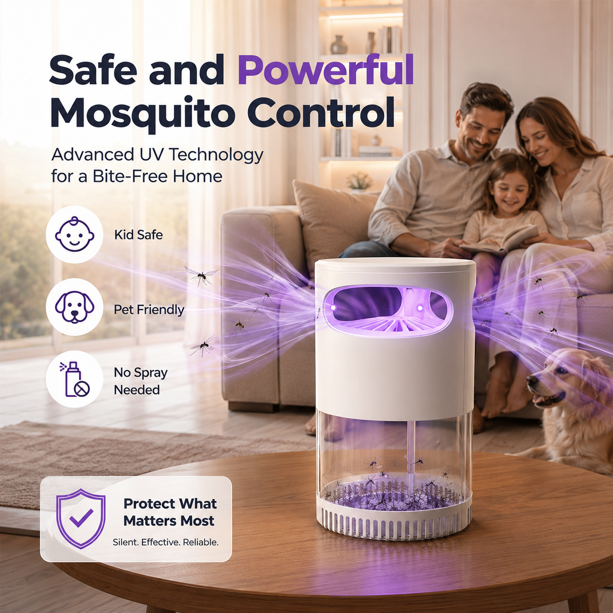 Billhol®🌙SAVE 50% NOW🔥Quiet UV Mosquito Trap – Chemical-Free & Safe for Kids & Pets🦟