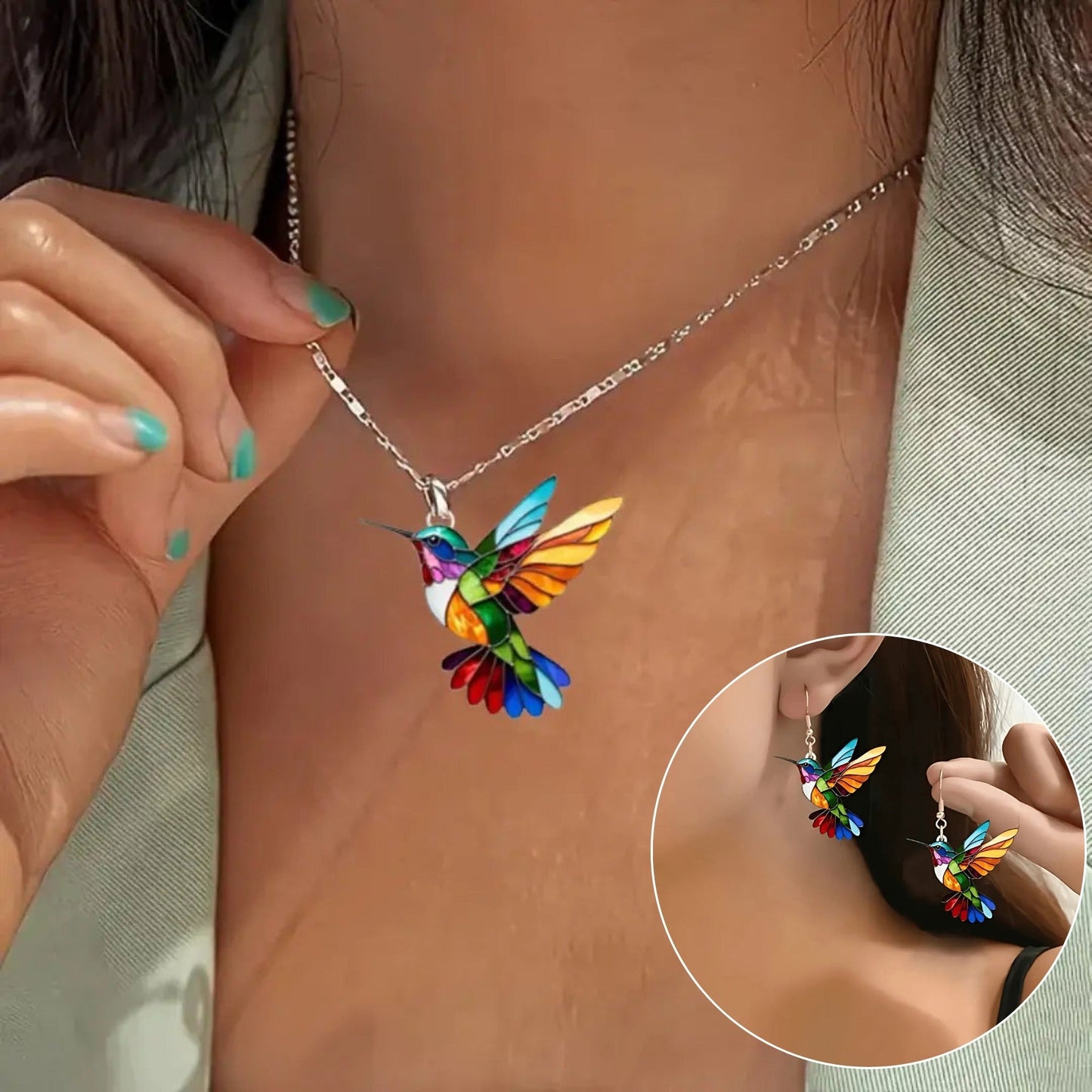 🦜2026 New Upgrade💥Beautiful Hummingbird Necklace with Bonus Earrings – Limited Time Offer
