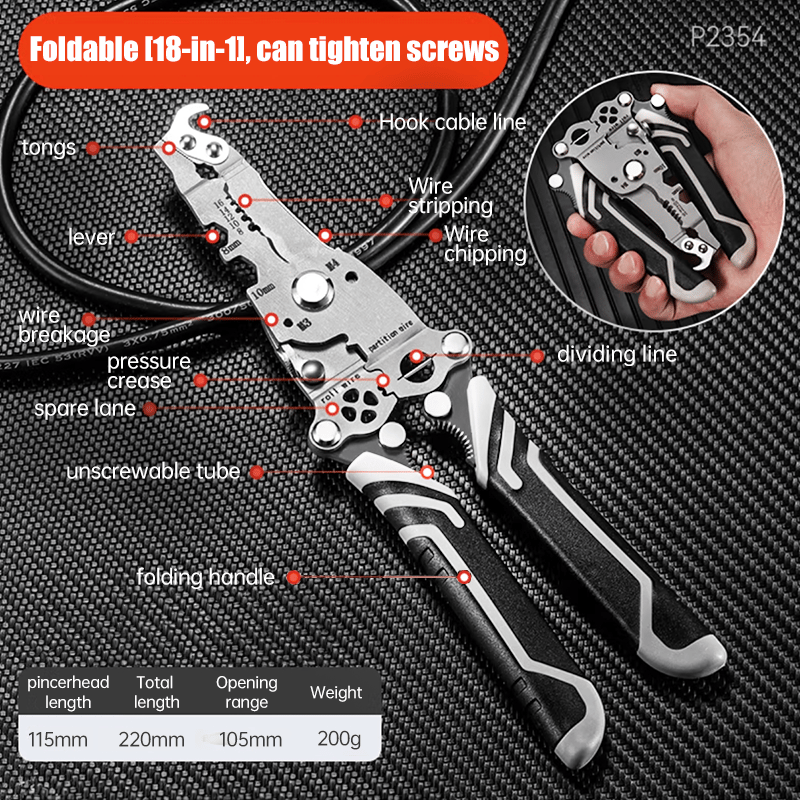 💥New Upgrade💥Multifunctional Folding Wire Stripper-Professional Electrician Tool