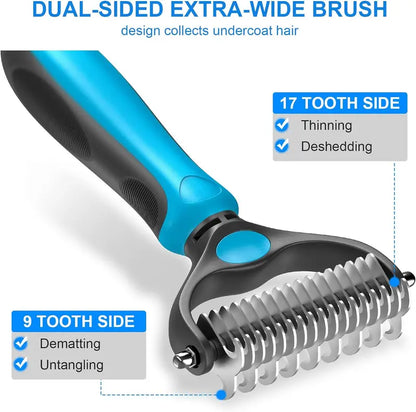 🐾SVOZK®Double-Sided Pet Grooming Brush – Hurtless Shedding & Dematting Undercoat Rake for Dogs and Cats