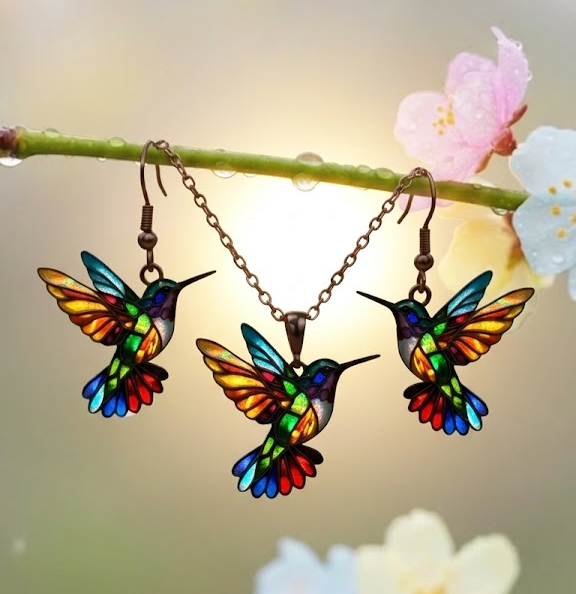 🦜2026 New Upgrade💥Beautiful Hummingbird Necklace with Bonus Earrings – Limited Time Offer