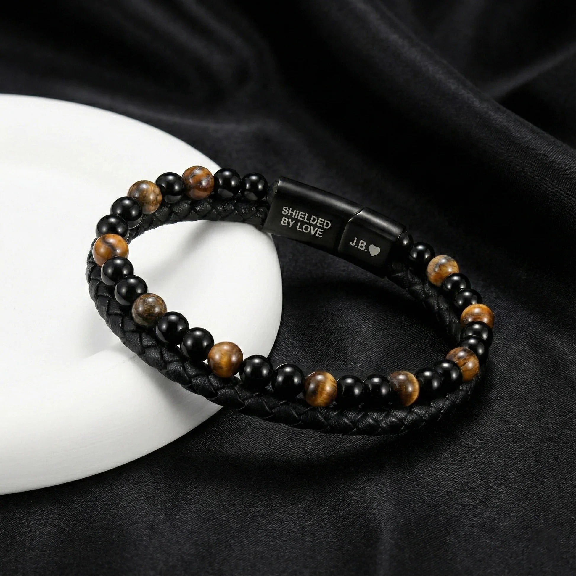 Engraved Tiger Eye Bracelet
