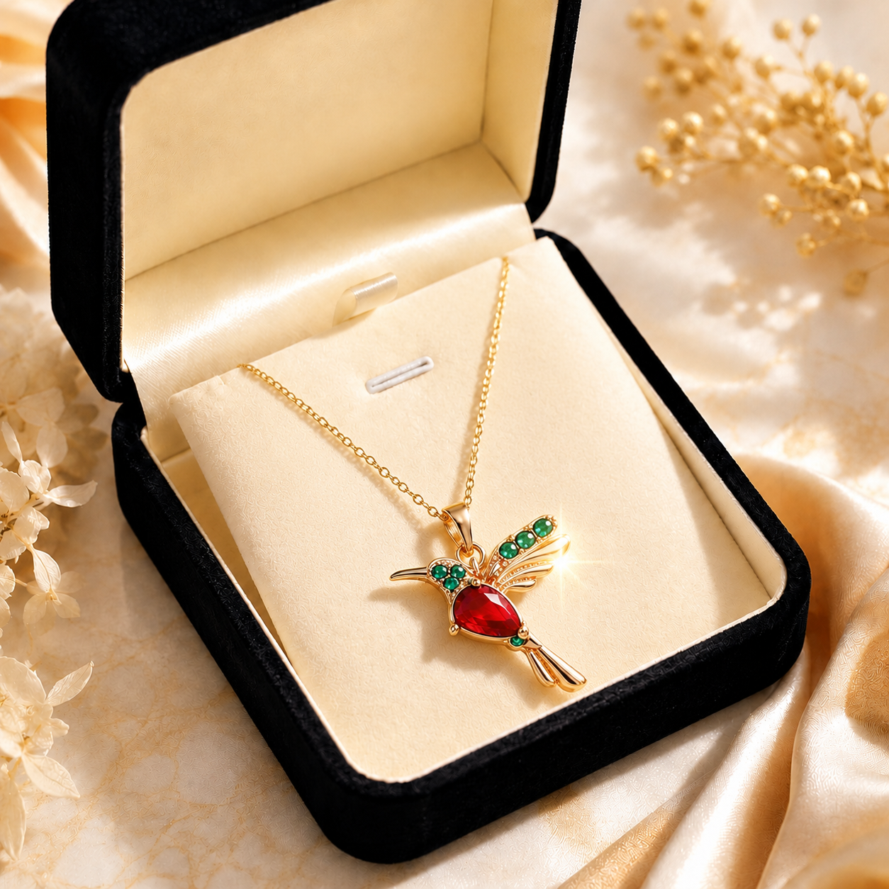 🔥 Last Day: 60% OFF!! | CZTICLE® 🦜2026 Brand-New Upgrade 💥 Exquisite Red Agate Hummingbird Necklace  with Bonus Earrings
