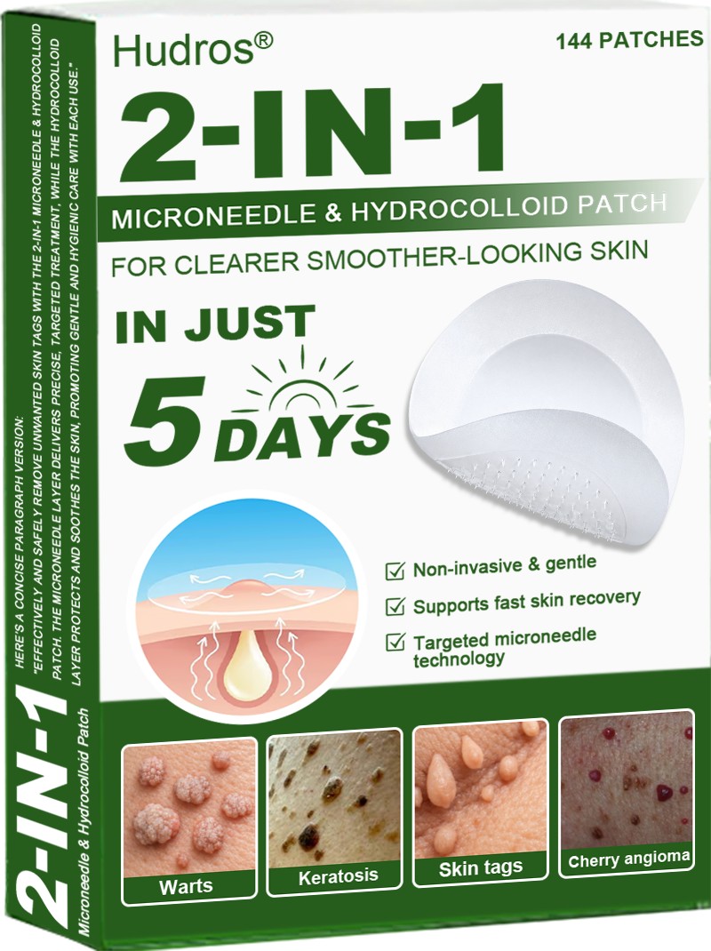 🚚70%off Hudros® 2-in-1 Microneedle & Hydrocolloid Patch | Raised Moles,Acne,  Flat Warts & Skin Tags Remover | Improves Wrinkles, Scars & Blemishes | Invisible Star Pimple Patches for Face & Body | 144 Count