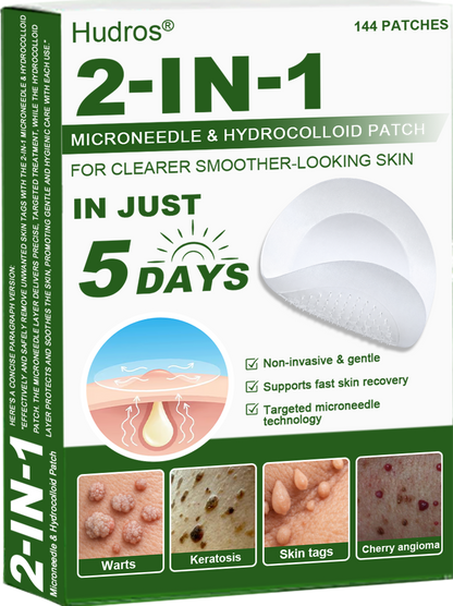 🚚70%off Hudros® 2-in-1 Microneedle & Hydrocolloid Patch | Raised Moles,Acne,  Flat Warts & Skin Tags Remover | Improves Wrinkles, Scars & Blemishes | Invisible Star Pimple Patches for Face & Body | 144 Count